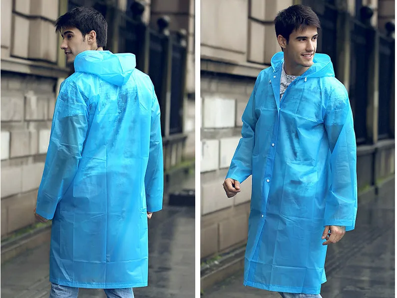 12.Fashion Adult Women Raincoat Rain jacket Outdoor Travel Eva Transparent Rain Gear Poncho Coat Waterproof Long Rainwear