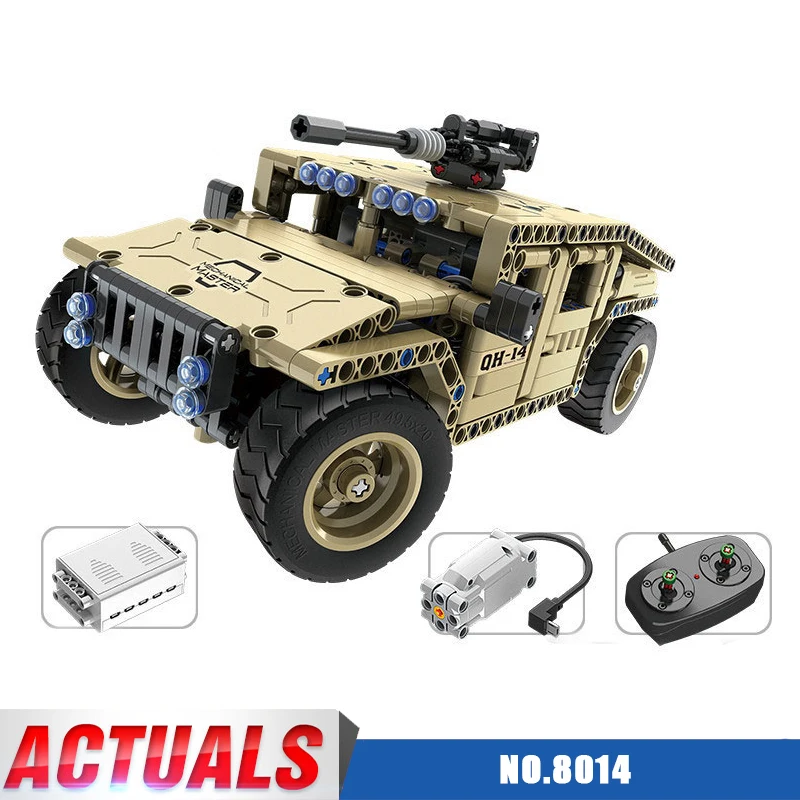 

Diy 8014 Technic Military Remote Control RC Armed Hummer Car Building Block Brick Toy compatible with Legoingly for Kids Gifts