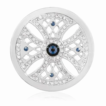 

Newest Rhodium Plating Copy Coin Cross Shape Disc Coins Crystal Coin Fit For Coin Holder Necklace for Women Gift PJM104-W