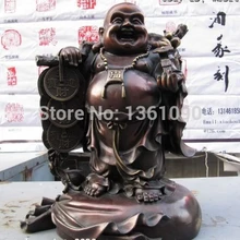 Xd 00277 16 Китайская Народная Бронза Медная монета богатство лаки Статуи Будды Майтреи