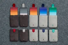 Hot Pull Card Holder Slim Wallet Gradient Color Slim Wallet Cotton Fabric Pull Type Pull Cards 5 Colors 2017 New Design