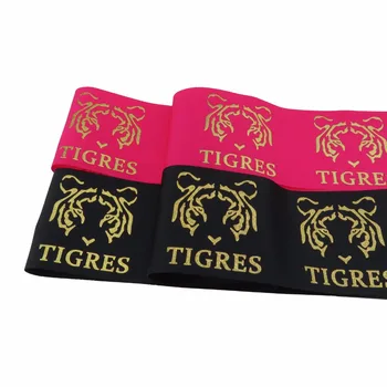 

BOCA ribbon shipping free gold hologram TIGER printed with solid grosgrain ribbon ,100 yards lot, DIY handmade material