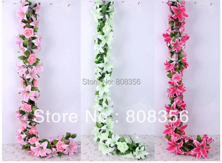 1p Lily & Rose Full Flower vine artificial rattan flower arch flower