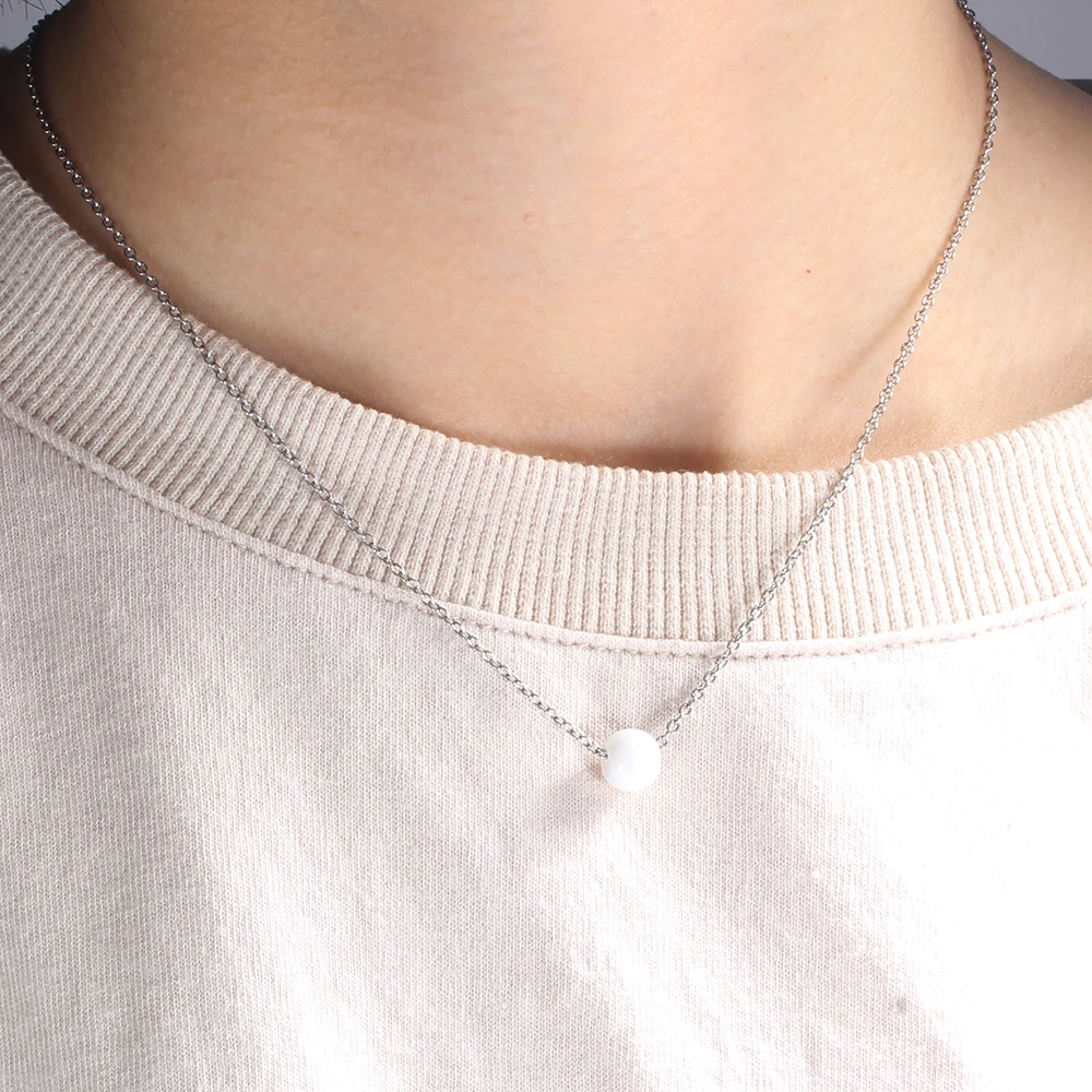 

Cute Ceramic Bead Pendant Necklaces For Ladies Fashion Statement Lover Gift Jewelry Necklace Women Accessories Engrave Available