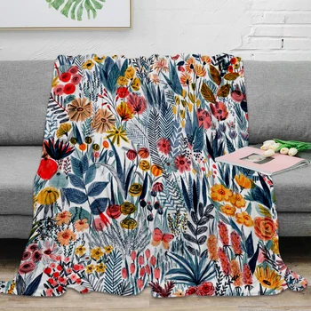 

Hand Drawn Flower Sketch Throw Blanket Warm Microfiber Blanket Best Sale Flannel Blanket For Beds Home Decor Wholesale