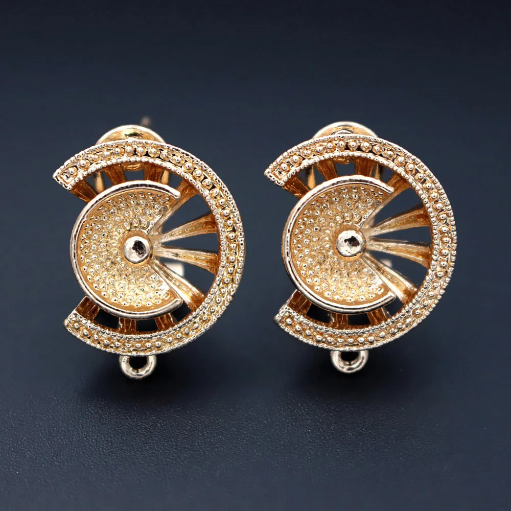 

African Earrings Post with Loop Hanger Connectors Nigerian Chile Women Wedding Clip Stud Earrings Findings Metal Jewelry Making