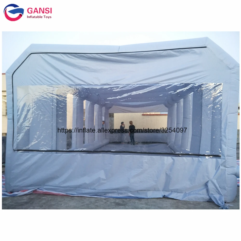 High quality inflatable paint booth 10*5*3.5m gray portable auto paint booth cheap inflatable spray booth with 2 air blowers