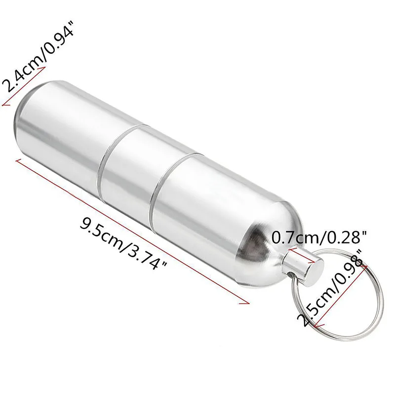 1pc Silver Aluminum Metal Cigarette Capsule Case Waterproof Pouch Camping