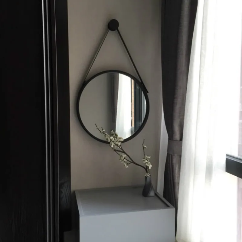 الحديد جدار شنقا شخصية مرآة مستديرة الإبداعية مرآة حمام بسيط الأزياء الحمام الديكور المرآة البالونية ZSP12291