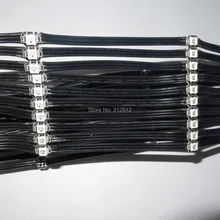 100 шт. предварительно припаянные WS2812B Светодиодные лампы с радиатором; 5 в постоянного тока; 10 см расстояние между проводами; со всеми черными проводами с черной печатной платой