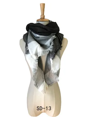Дизайн Цветной клетчатый шарф Треугольная шаль для женщин роскошный модный зимний теплый шарф кашемировый шарф шарфы - Цвет: 7