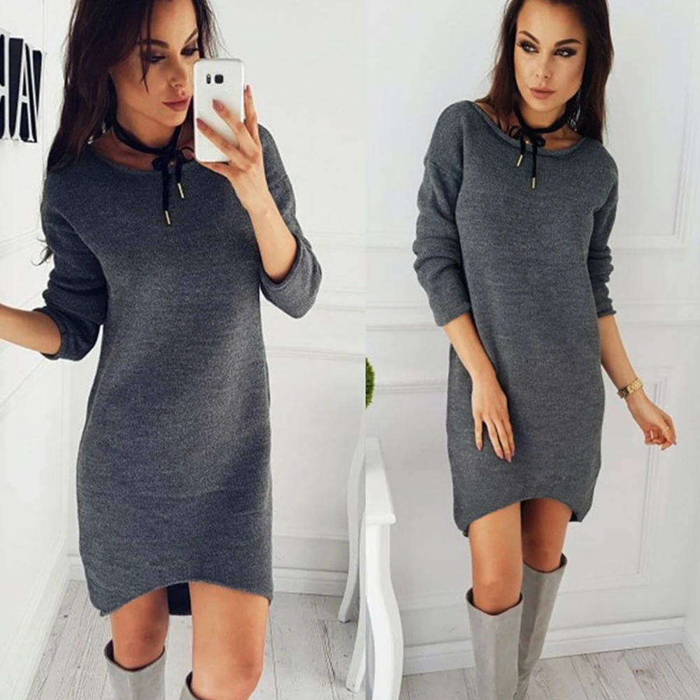 Однотонные пуловеры с асимметричным подолом повседневное длинным рукавом Slim Fit