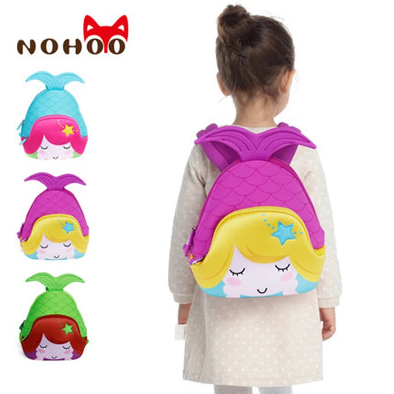 NOHOO Sirena Niños de Dibujos Animados Bolsas de Impermeable Mochilas escolares Para Las Niñas Niños Animales Niños Escolar Mochila Para Bebé|children cartoon bag|school bagsschool bags for