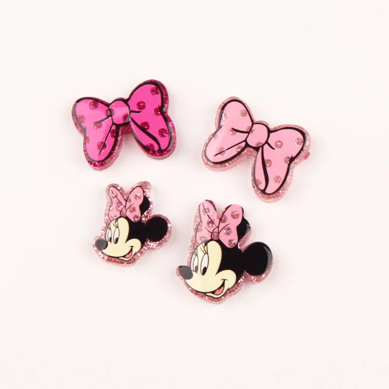 20Pcs Cute Minnie Bow Tie Planar Resin Cabochons FlatBack DIY Accessories For Phone Case Kids Charms Scrapbook Buttons