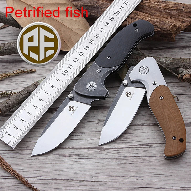 

Petrified fish PF711 Outdoor Survival Knife 60HRC AUS8 Blade Bearing Folding Knife G10 Handle Tactical Knife Free Shipping