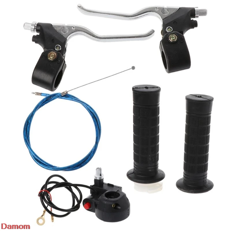 One Set Hand Grips Kill Switch Twist Throttle Cable Brake Levers For