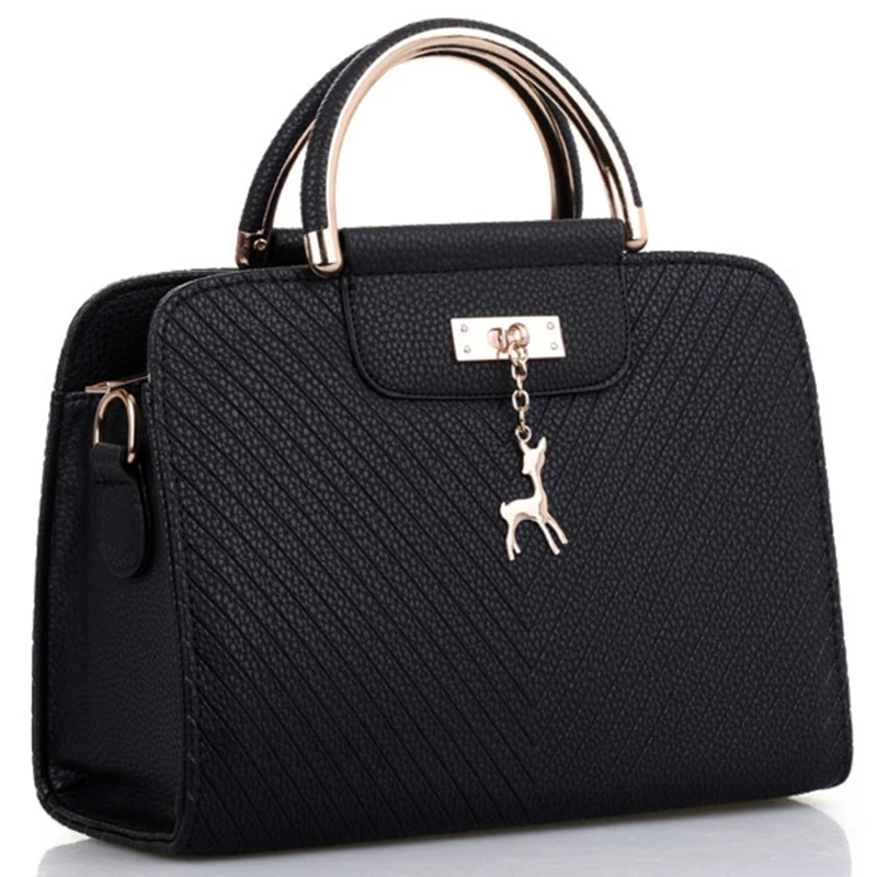 

TFTP-Fashion Handbag 2018 New Women Leather Bag Large Capacity Shoulder Bags Casual Tote Simple Top-handle Hand Bags Deer Deco