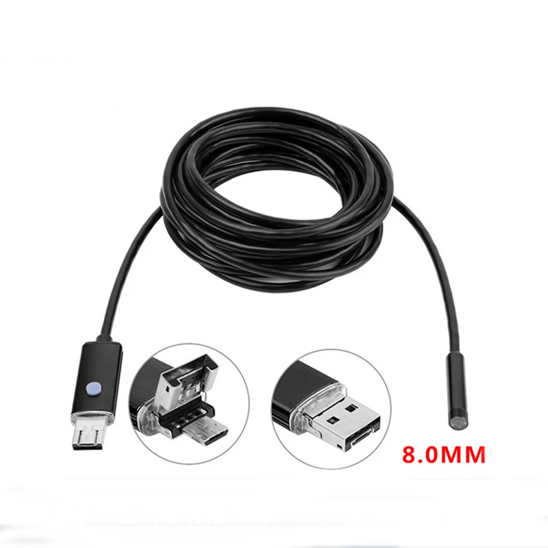 

1Pcs Multi-function Universal HD Adjust 6 LED Light 8mm 1/2/5/10m Automotive industry endoscope Lens for Android PC Phone Camera