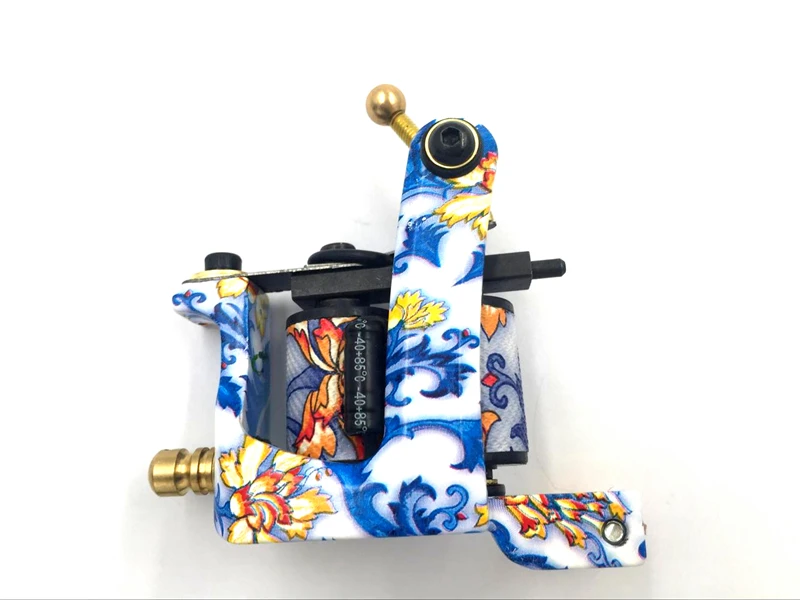 

High Quality New Design Porcelain Pattern Coils Machine Professional Handmade Liner Shader Tattoo Gun 10 Wraps Coils