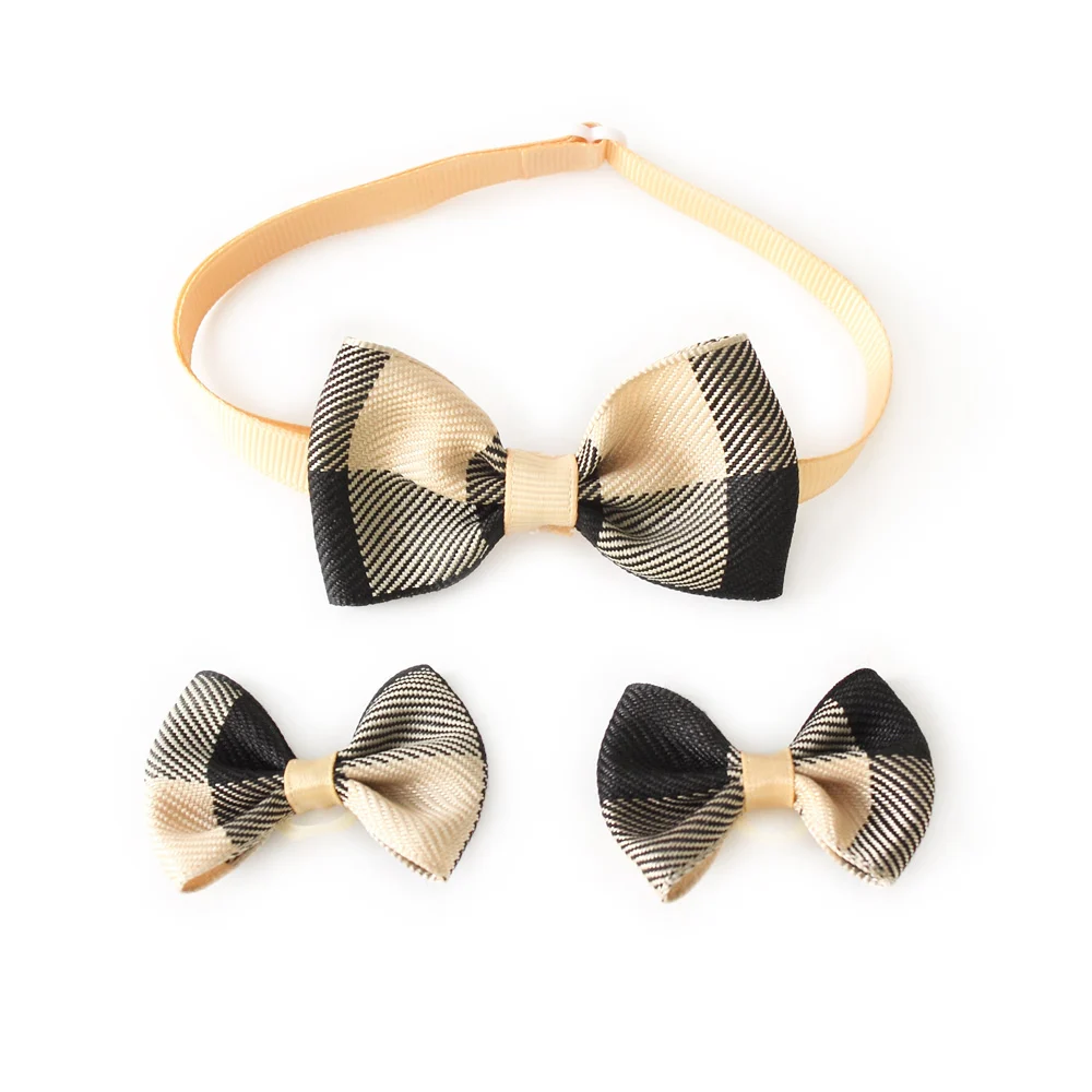 Handmade Dog Bow Tie Retro Plaid Dog Grooming Hair Bow 6020006 font b Pet b font