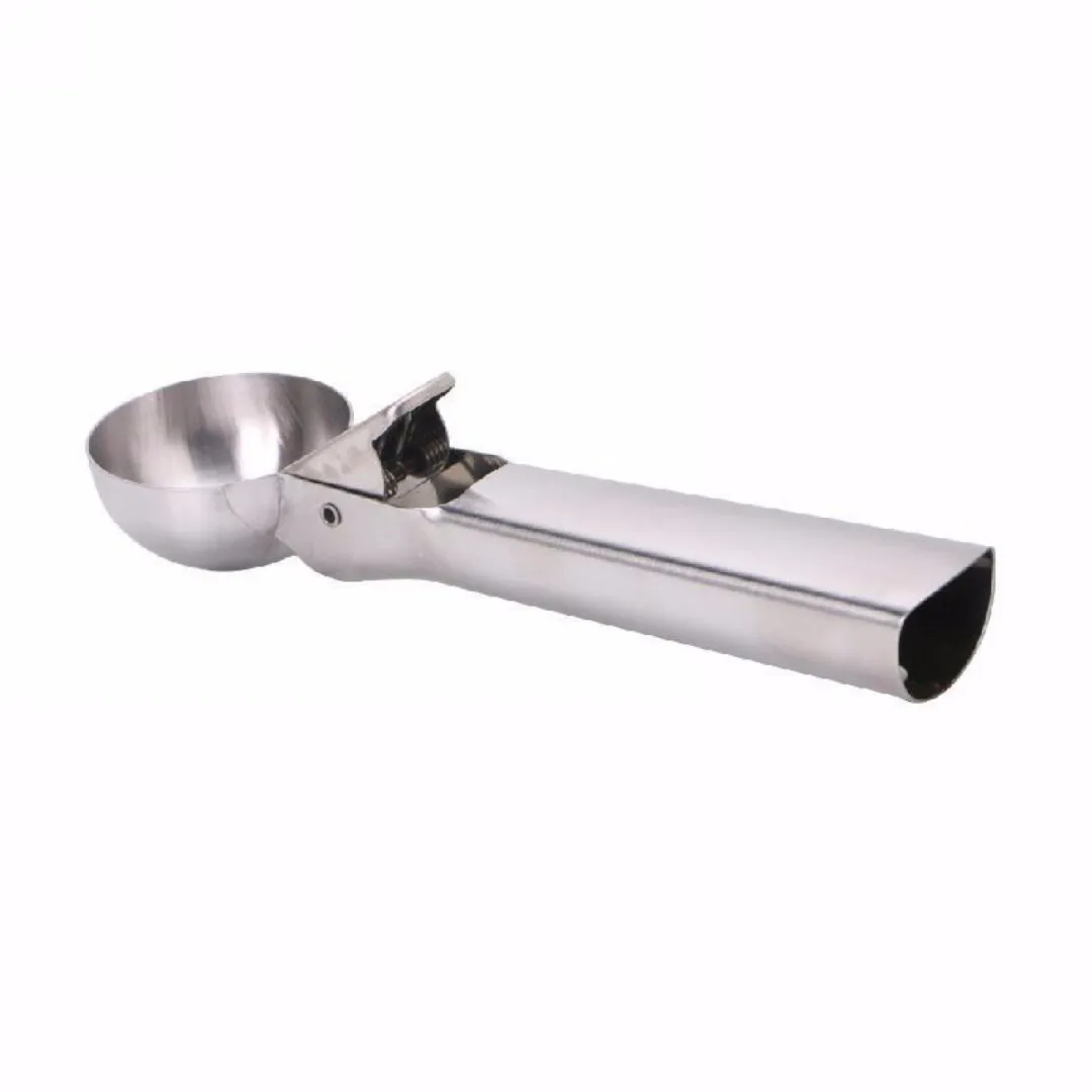 1PC Ice Cream Scoop with Trigger Fruit Spoon Dipper Kitchen Tool Stainless Steel New