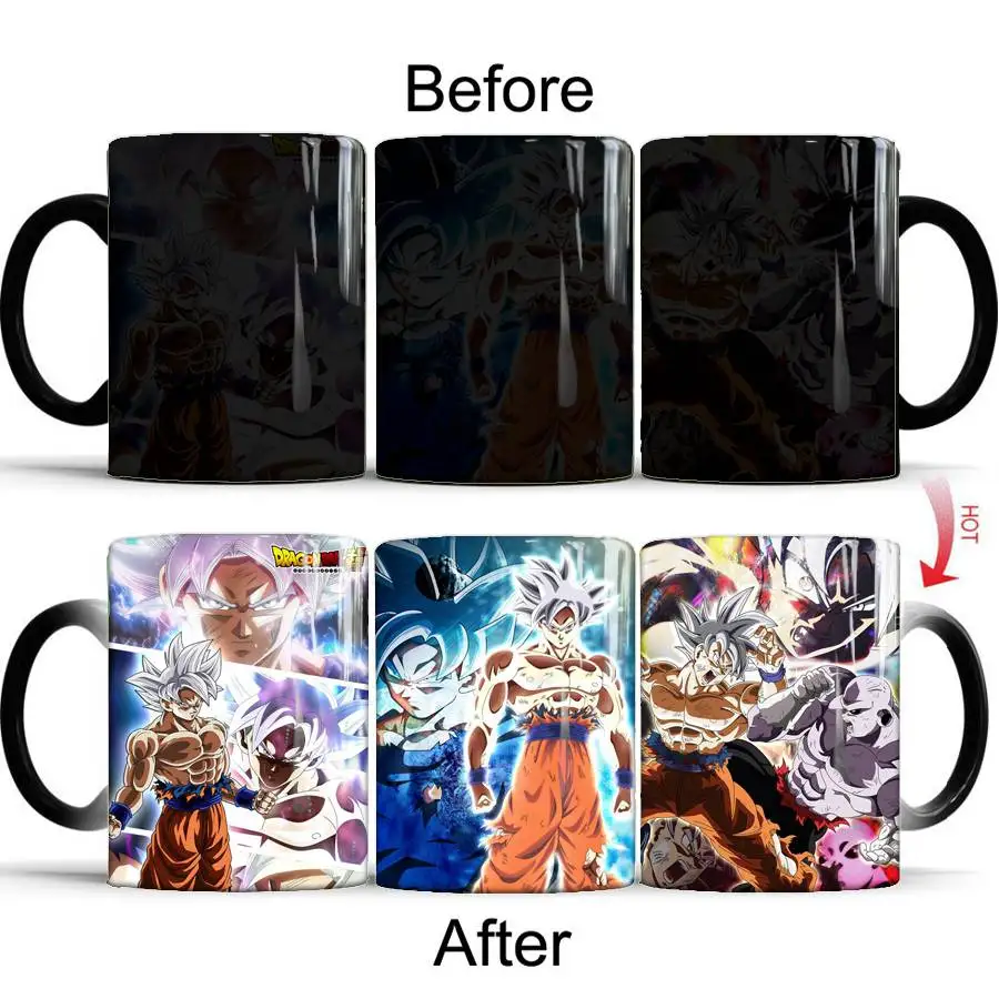 Прямая Dragon Ball Z Супер Saiyan черный, красный синий волосы Гоку Vegata кружка меняющие цвет кружки кофе чай чашки - Цвет: goku sss
