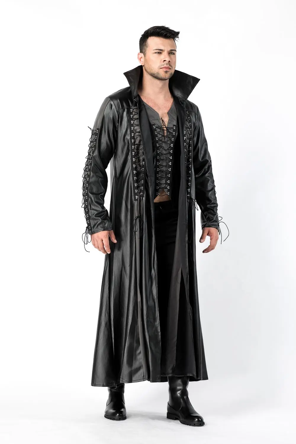 Готический костюм вампира, мужские кожаные костюмы на Хэллоуин, матричный имперский костюм вампира, мужской маскарад, вечеринка, Хэллоуин, косплей