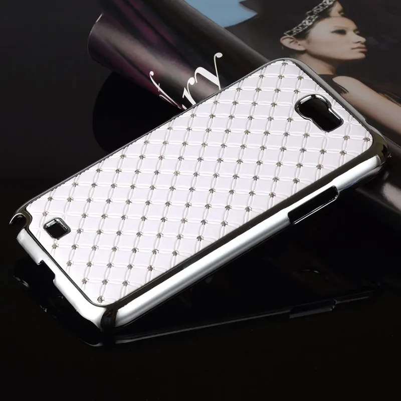 coque for samsung galaxy note 2 case with diamond chromed PC Spray the oil Plain coulor back cover capa funda | Мобильные телефоны
