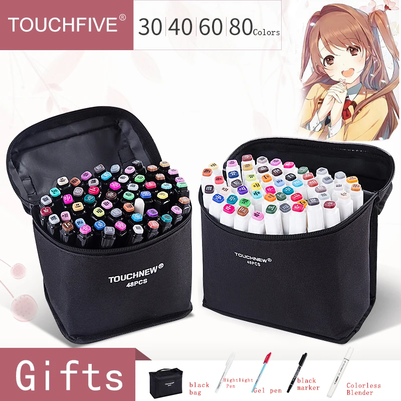 

TOUCHFIVE Marker 30/40/60/80/168 Colors Art Markers Alcohol Based Maker Drawing Pen Set Manga Dual Headed Art Sketch Marker Pens