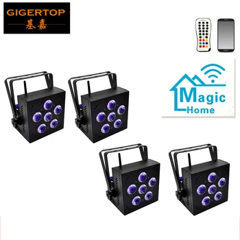 

Freeshipping 4 Unit LED Battery Powered Wireless DMX - 6x18W RGBAW UV 6IN1 - Up Light - Wedding Decoration/Background Led Light