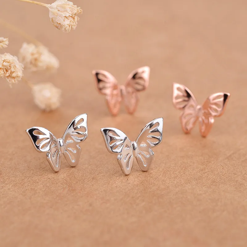 DreamySky Настоящее чистое серебро 925 женские серьги-бабочки Рождественский подарок модные ювелирные изделия из стерлингового серебра