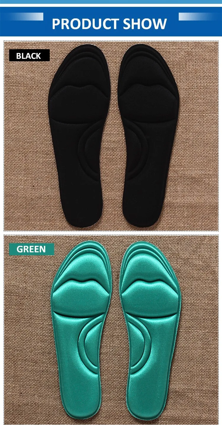 2 Pairs/lot 4D Design Plantar Fasciitis Shoe Cushion Shock Absorb Soft Memory Foam Insole Men Foot Massage Comfort Insoles Women 3 SIZES CUT TO FIT BLACK/RED/PINK/PURPLE/BEIGE/KHAKI