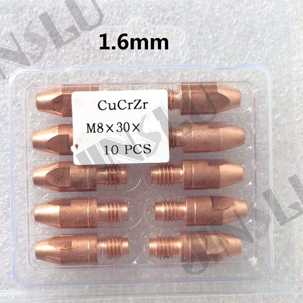CuCrZr 10PK M8 x 30 1.6mm Contact Tip MB 36 KD 36KD 400 401 500 551 MIG Welding Torch 501D MB501 10pcs e cu cucrzr m8x30 0 8 1 0 1 2 1 6mm mig welding contact tips for 36kd 501d torch