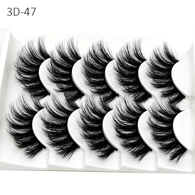 Cheap Natural NEW 6 Styles 5 Pairs Mink Hair False Eyelashes Natural Thick Long Soft Eye Lashes Makeup Extension Tools 2019
