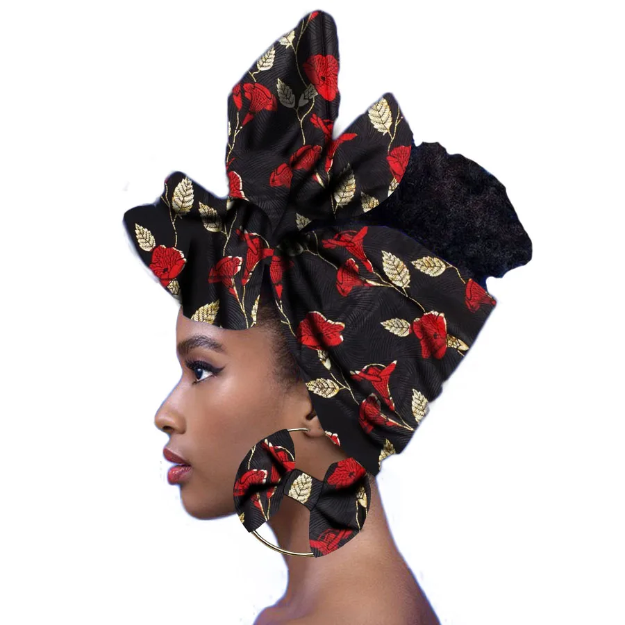 Бесплатная доставка diy gele головной убор с соответствующие восковые серьги для