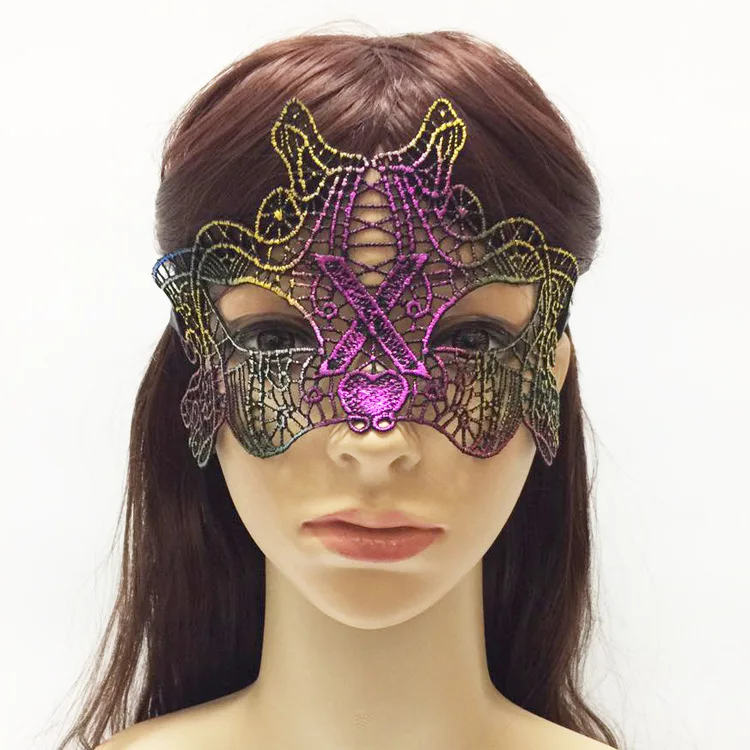 New Halloween colorful bronzing lace blindfold sexy masquerade party amorphous mask festive supplies mask halloween
