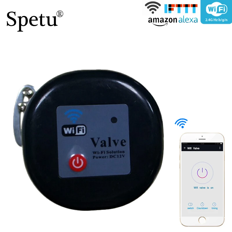 

Spetu Wifi Water Valve Smart Home Automation System Valve For Gas Water Control 12V 1A Work With Alexa And Google Assistant Home