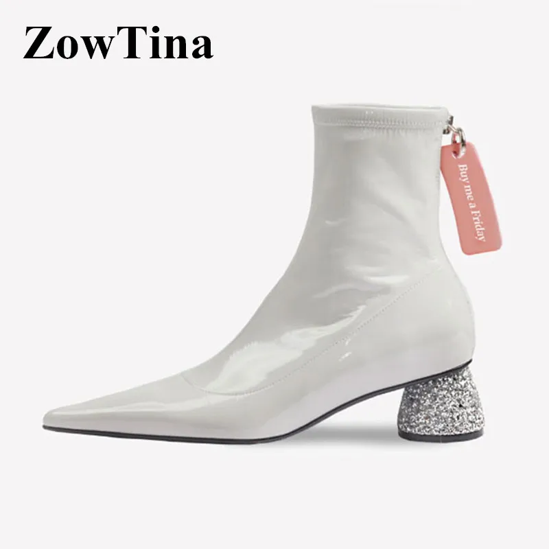 white patent ankle boots