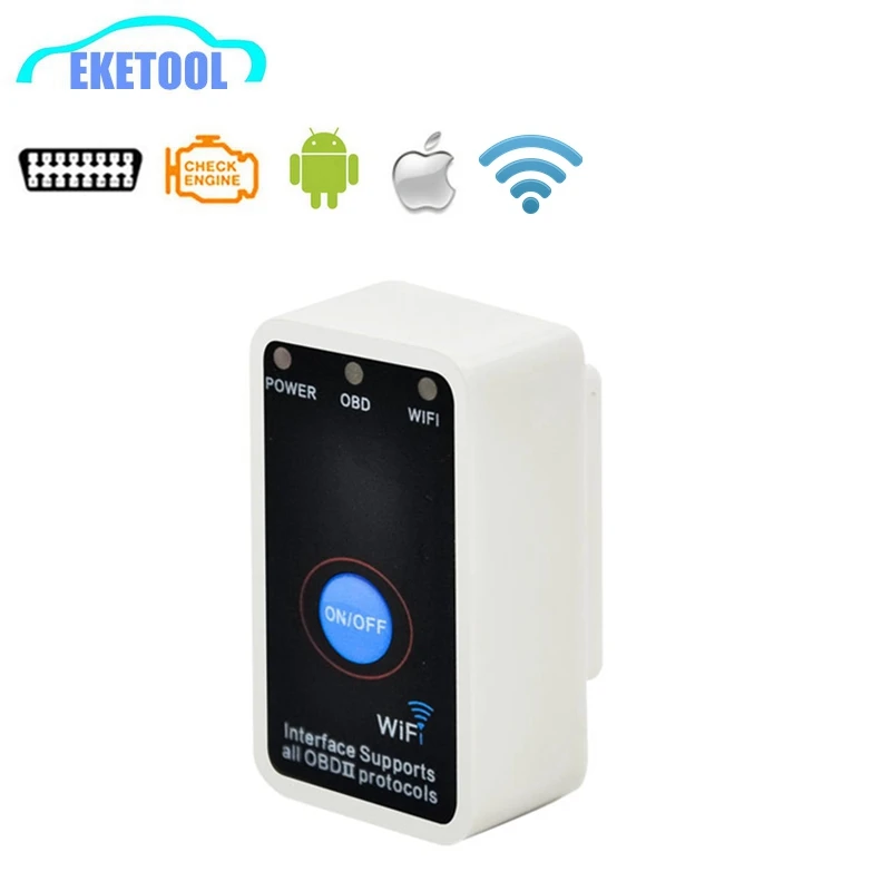 

New Arrival Super MINI WIFI ELM327 Power Switch OBD2/EOBD Auto Code Reader V1.5 Button ON/OFF ELM 327 Wi-Fi For iOS/Android