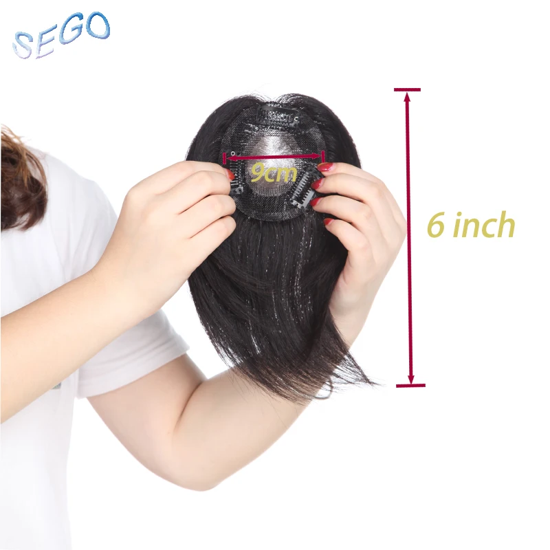 SEGO Diameter 9cm Straight Weld Base HairTopperToupee For Women Natural Color Human Hair Pieces Indian Hair Closure 150% Density