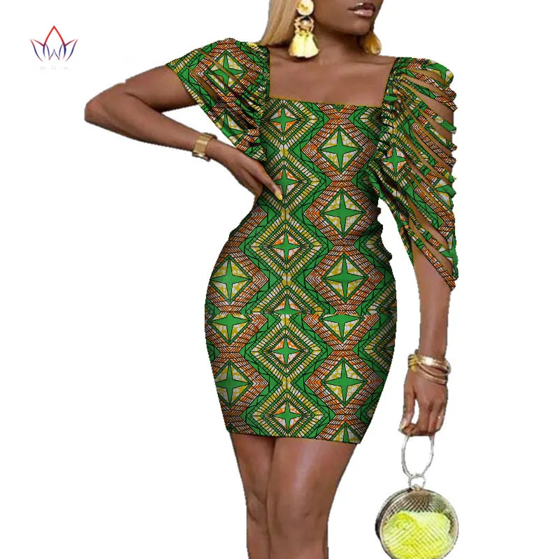 Базен Riche Сексуальные Платья Одежда традиционный африканский дизайн одежда Дашики Африканский Воск Платье с принтом для женщин WY4317 - Цвет: 17