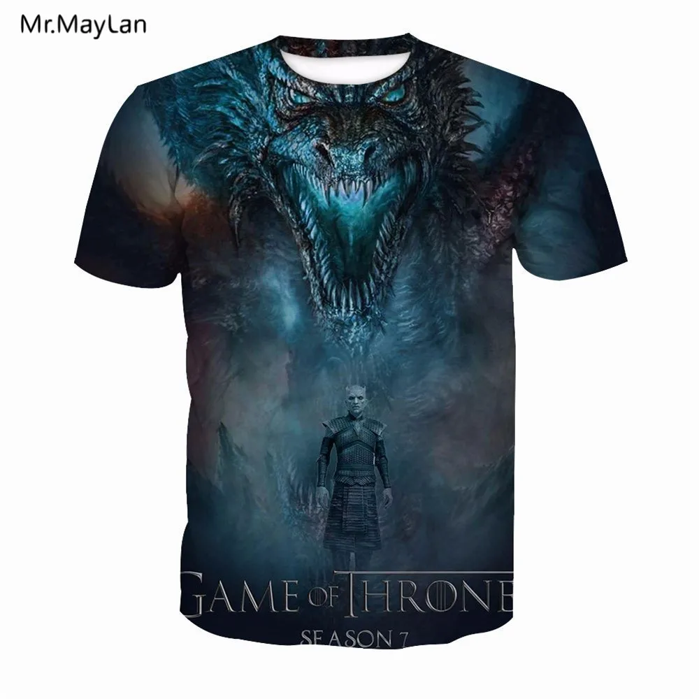 

Game of Thrones Ghost Dragon Print 3D T shirt Men/Women Hip Hop Streetwear O neck Tshirt 2018 Boys Cool T-shirt Tops Clothes 5XL
