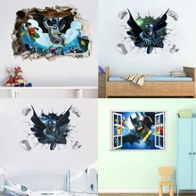 Best Offers 3D effect Batman Super Hero Broken Window Lego Wall Stickers For Kids Rooms Decoration Mural Cartoon Home Decorative Decals Best Offers 3D effect Batman Super Hero Broken Window Lego Wall Stickers For Kids Rooms Decoration Mural Cartoon Home Decorative Decals