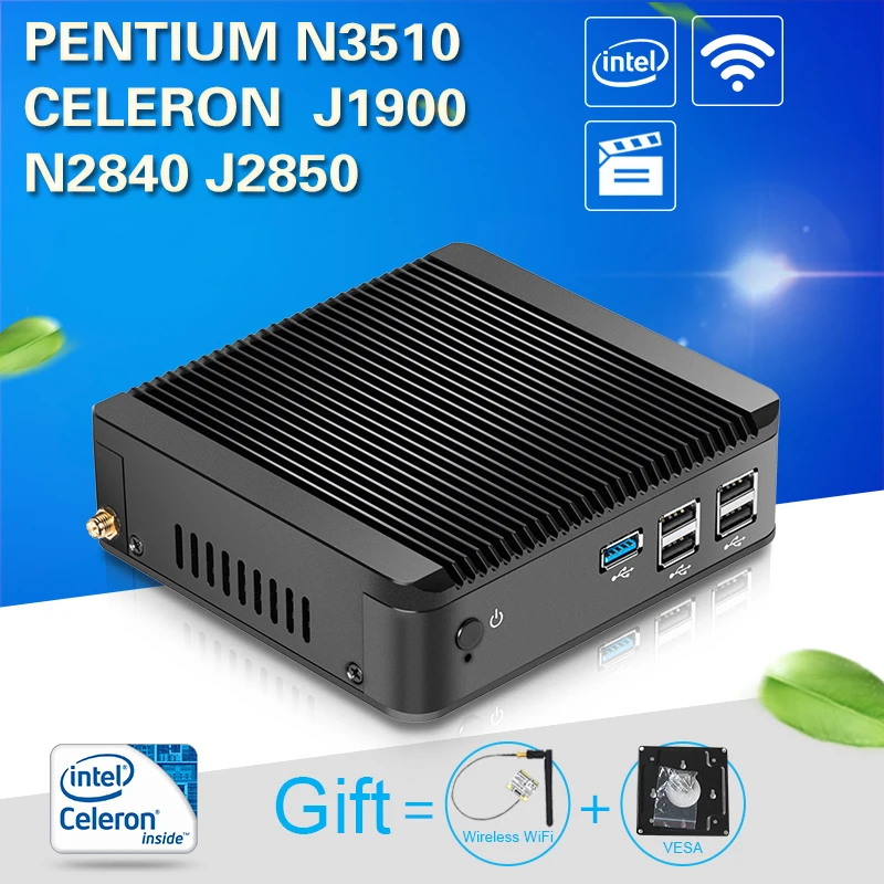 sans ventilateur mini pc compact ordinateur de bureau intel celeron