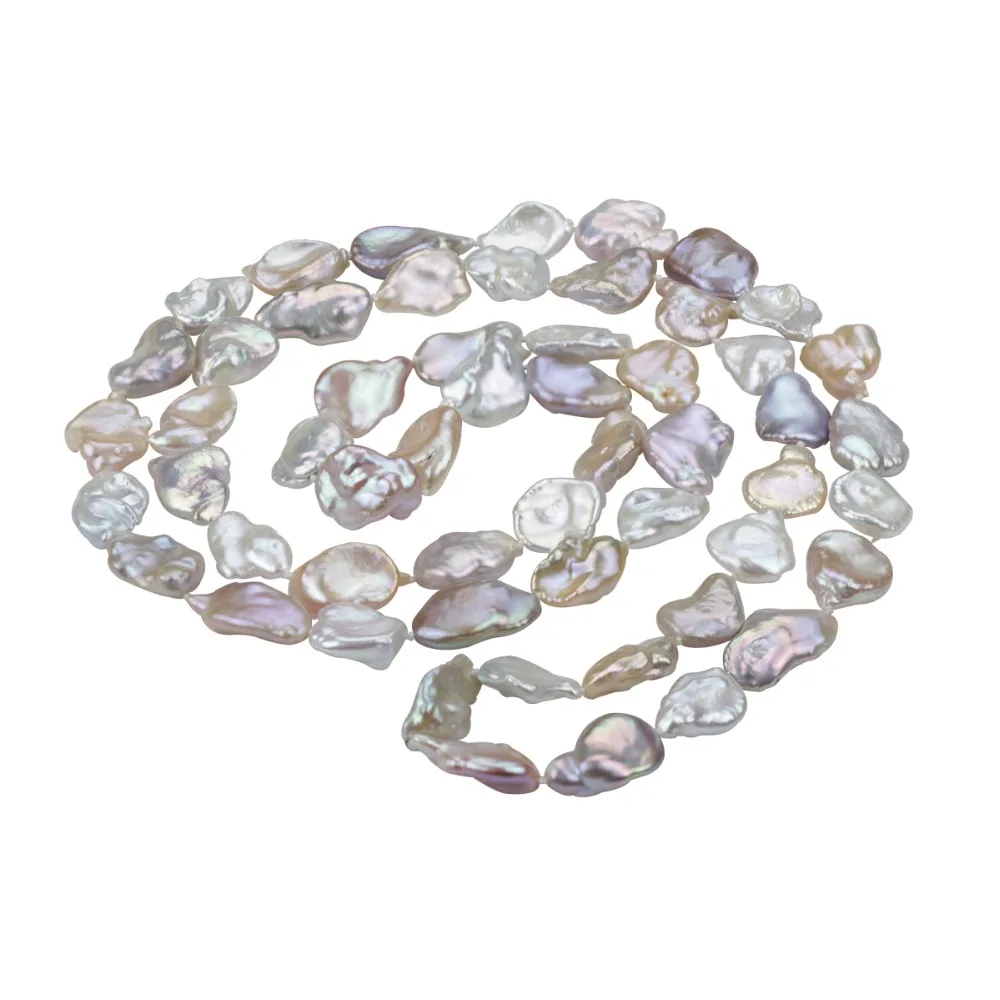 

SNH 45CM 925SILVER long pearl necklace 13mm keshi AA new natural pearl necklace