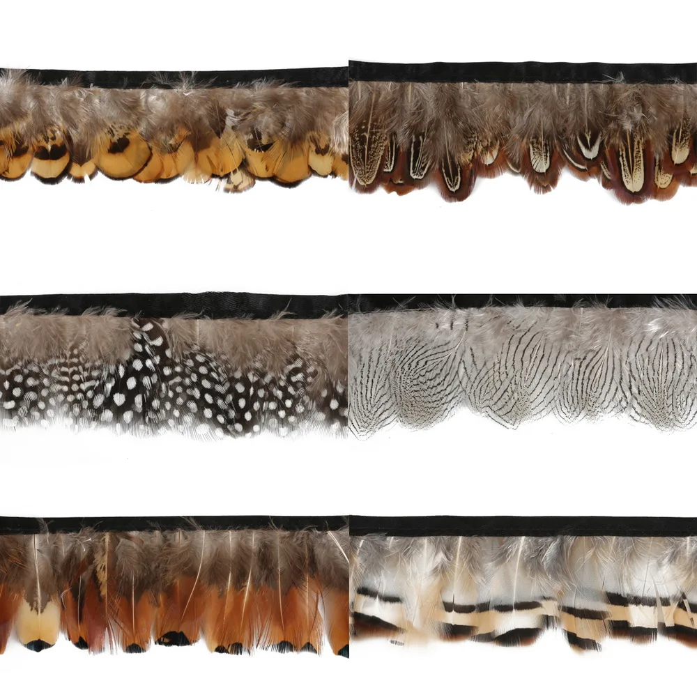 

1Meter Natural Pheasant Feathers Trims Fringe Ribbon Trim With Satin Ribbon 4-6cm Sewing Crafts Costumes Decorative Plumes