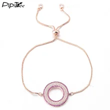Pipitree, Модный CZ Кристалл, Круглый круглый браслет для женщин и мужчин, высокое качество, ползунок, цепочка, очаровательные браслеты и браслеты, ювелирное изделие, подарок