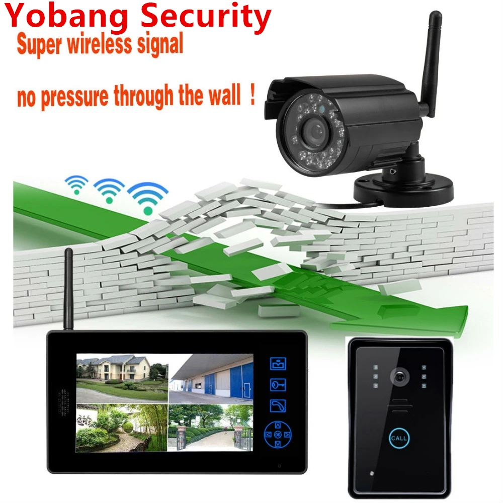 Yobang Security 2.4G Wireless Transmission Surveilliance Monitoring System Recording Video Door Phone 2 Way Video Intercom