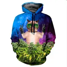 CAT CANNABIS HOODIE Galaxy Cute Kitten Weed Leaf 3D Print Hoody Pocket Hoodies Sweatshirts Women Men Tops Outfits Drop Ship