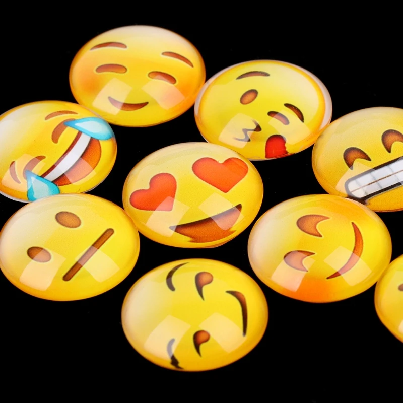 10 шт случайный 12/20 мм ручной работы Emoji изображения Стекло Кабошон Камея Кабошоны Настройки для самостоятельного изготовления ювелирных